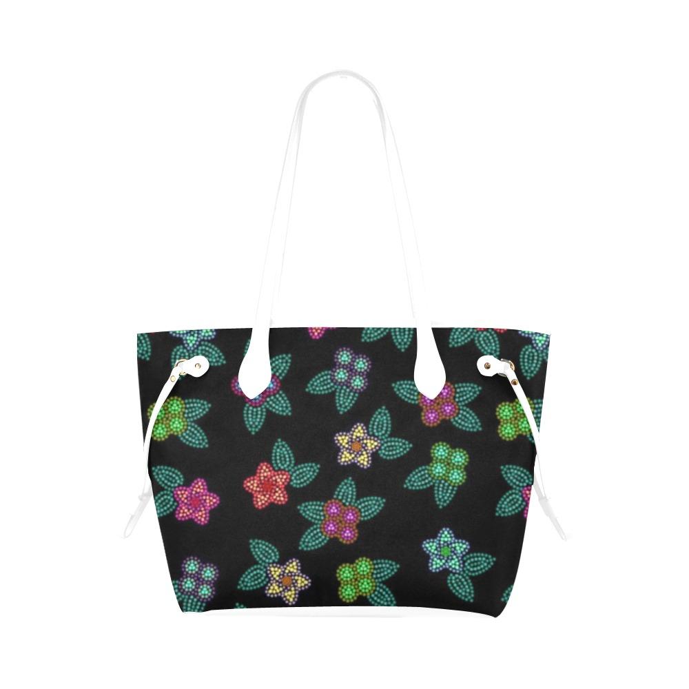 Berry Flowers Black Clover Canvas Tote Bag (Model 1661) Clover Canvas Tote Bag (1661) e-joyer