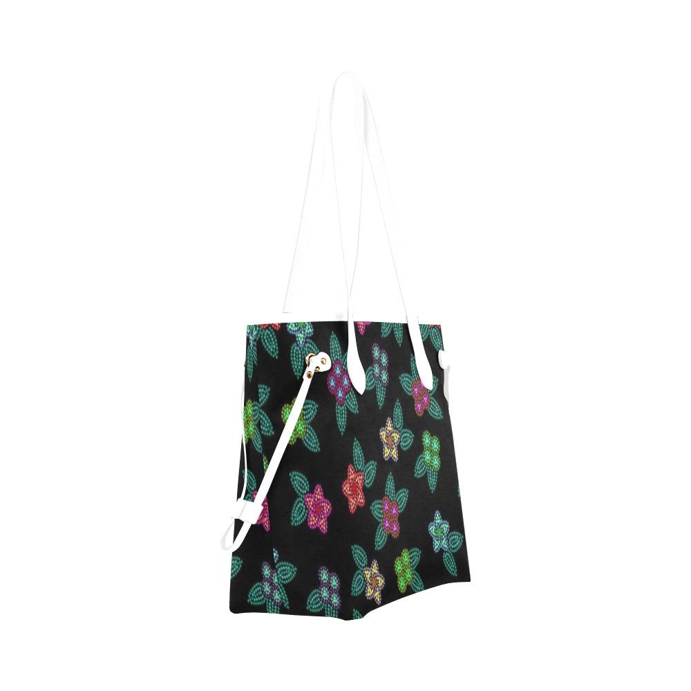 Berry Flowers Black Clover Canvas Tote Bag (Model 1661) Clover Canvas Tote Bag (1661) e-joyer