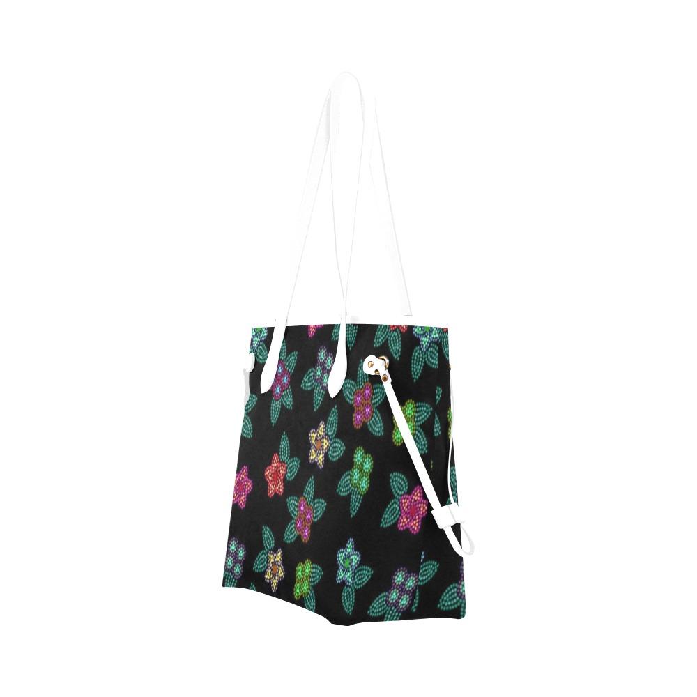 Berry Flowers Black Clover Canvas Tote Bag (Model 1661) Clover Canvas Tote Bag (1661) e-joyer