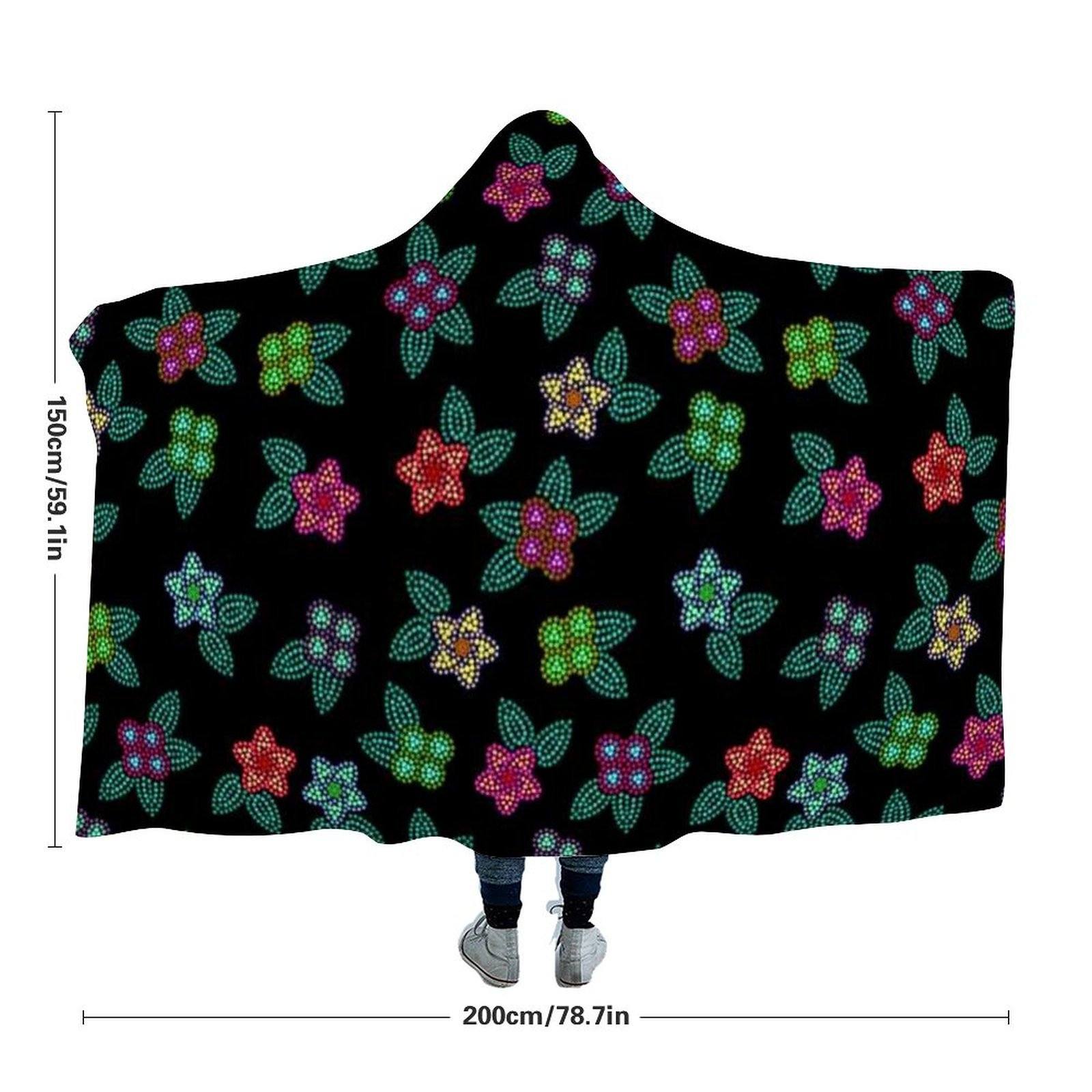 Berry Flowers Black Hooded Blanket 49 Dzine