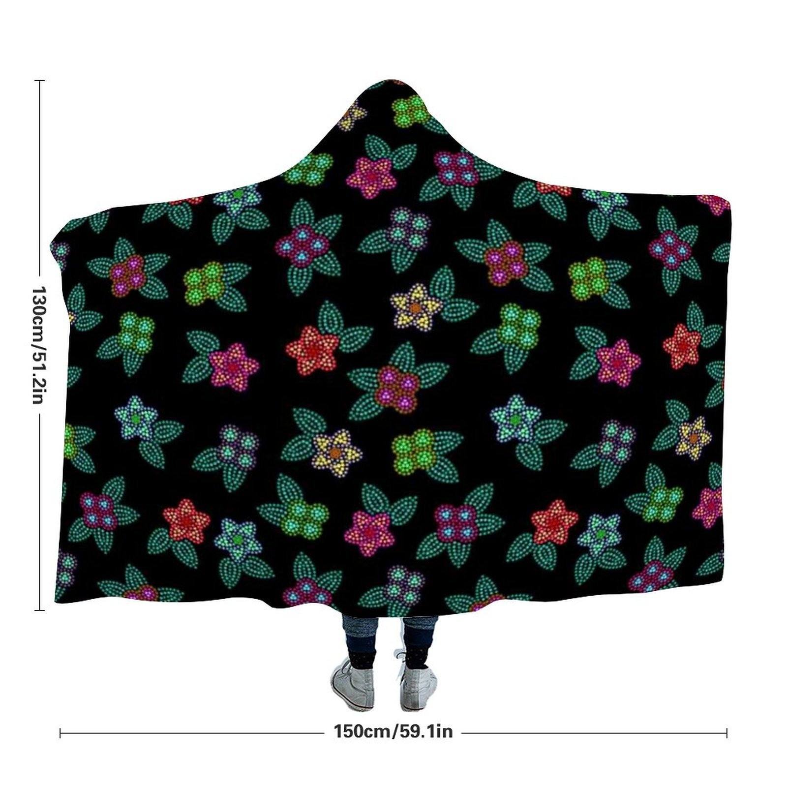 Berry Flowers Black Hooded Blanket 49 Dzine
