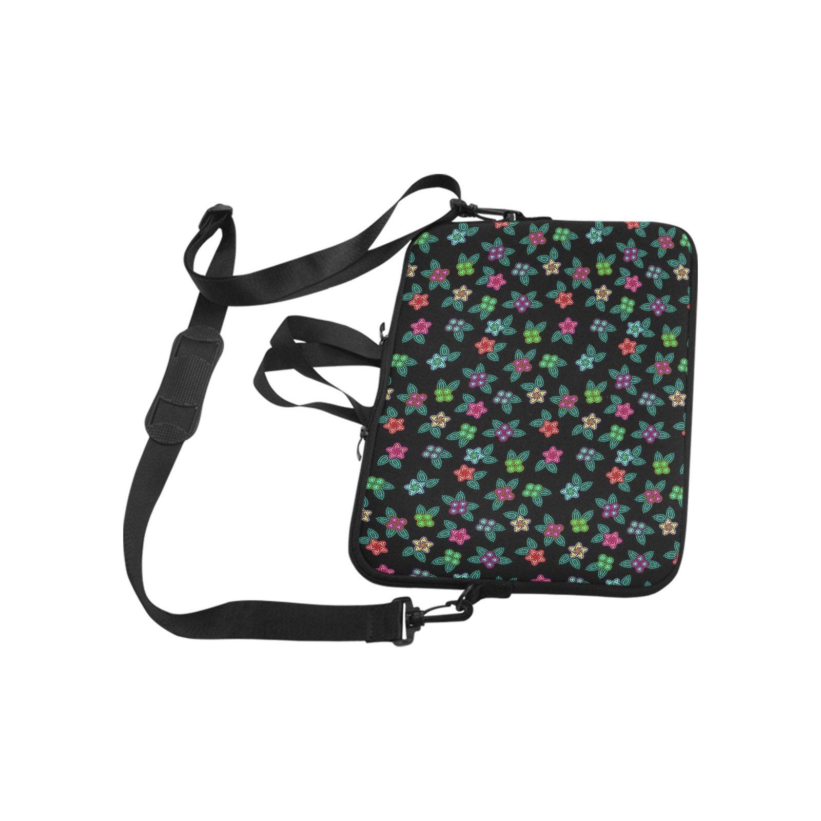 Berry Flowers Black Laptop Handbags 17" bag e-joyer
