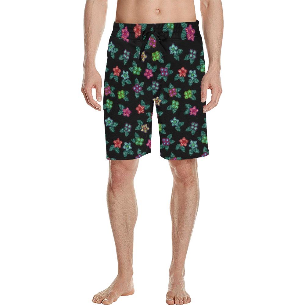 Berry Flowers Black Men's All Over Print Casual Shorts (Model L23) short e-joyer