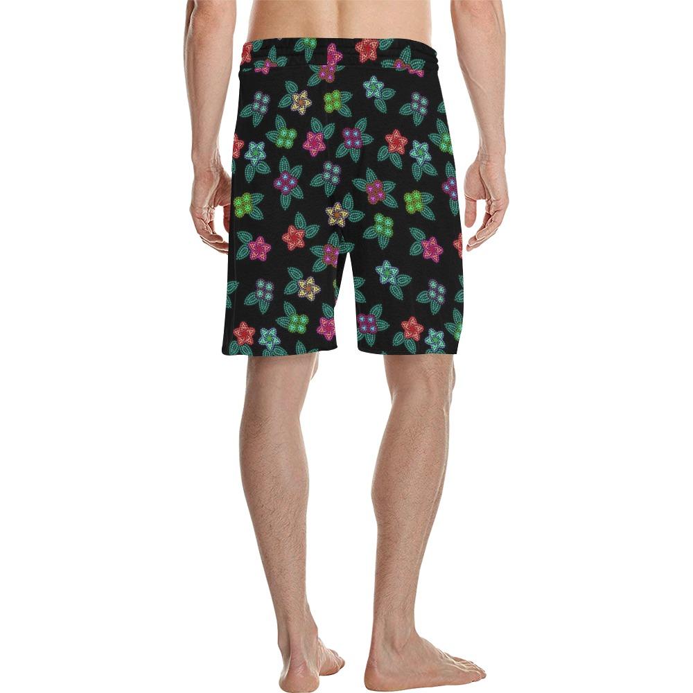 Berry Flowers Black Men's All Over Print Casual Shorts (Model L23) short e-joyer