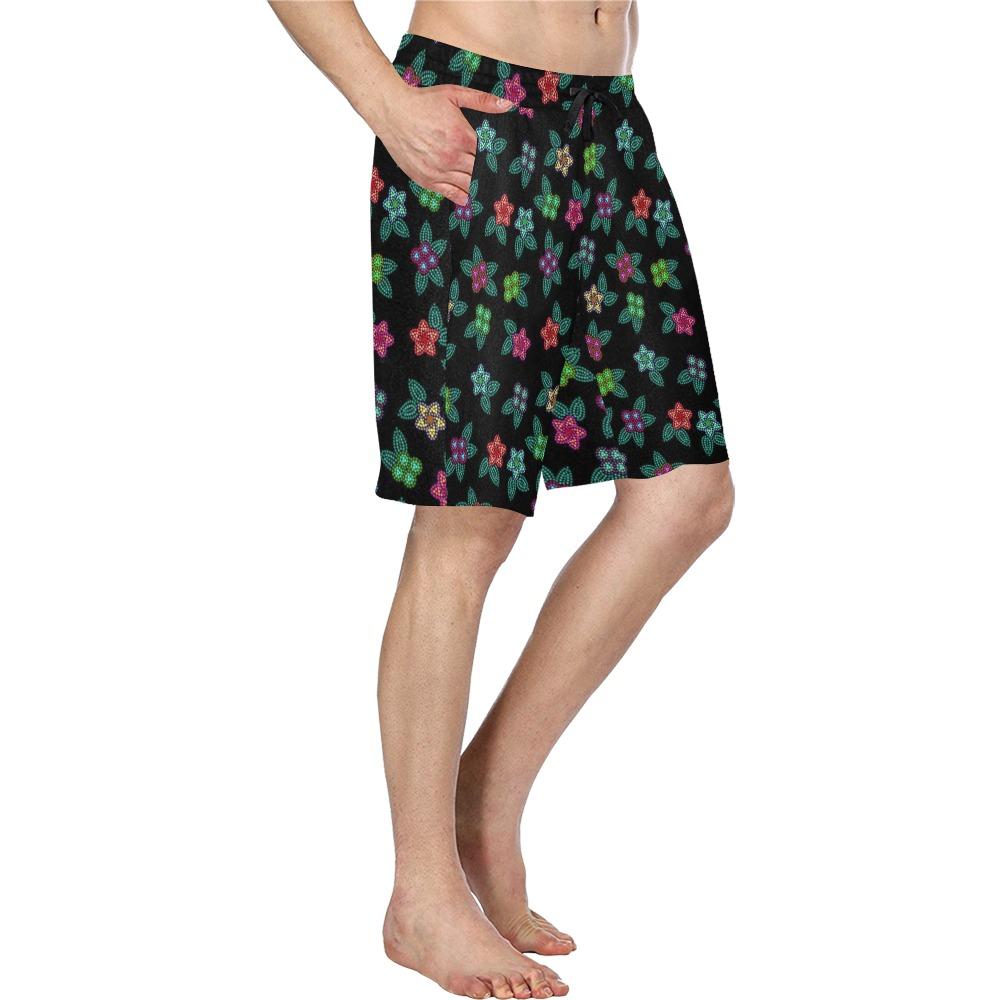 Berry Flowers Black Men's All Over Print Casual Shorts (Model L23) short e-joyer