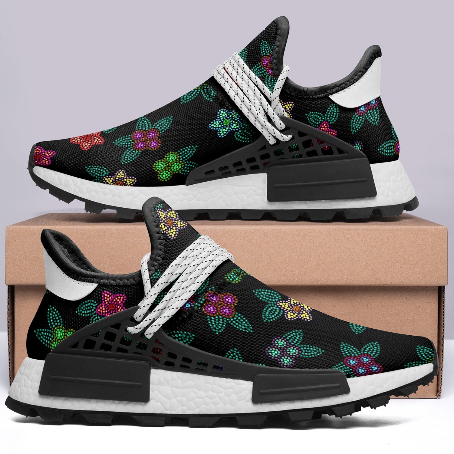 Berry Flowers Black Okaki Sneakers Shoes Herman