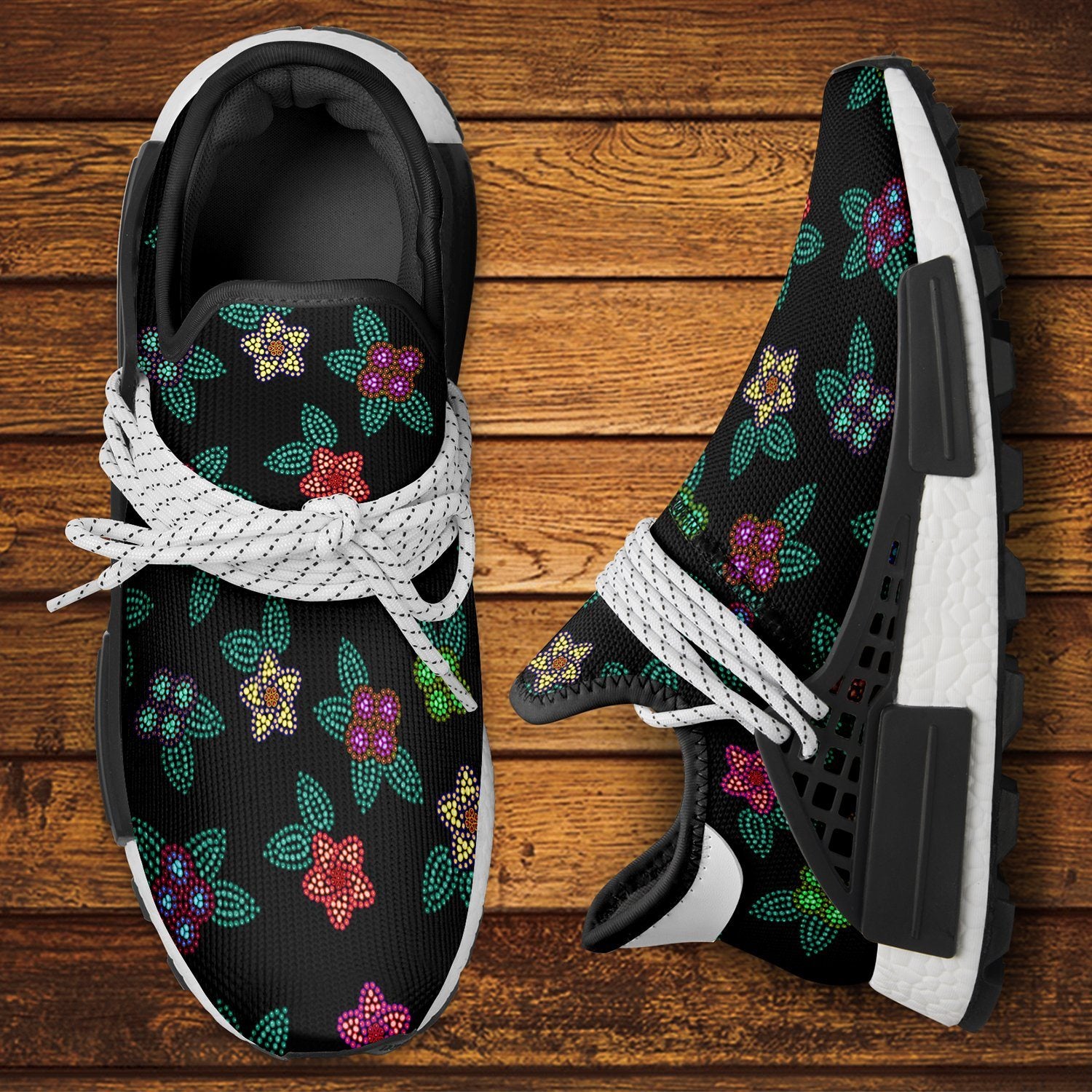 Berry Flowers Black Okaki Sneakers Shoes Herman