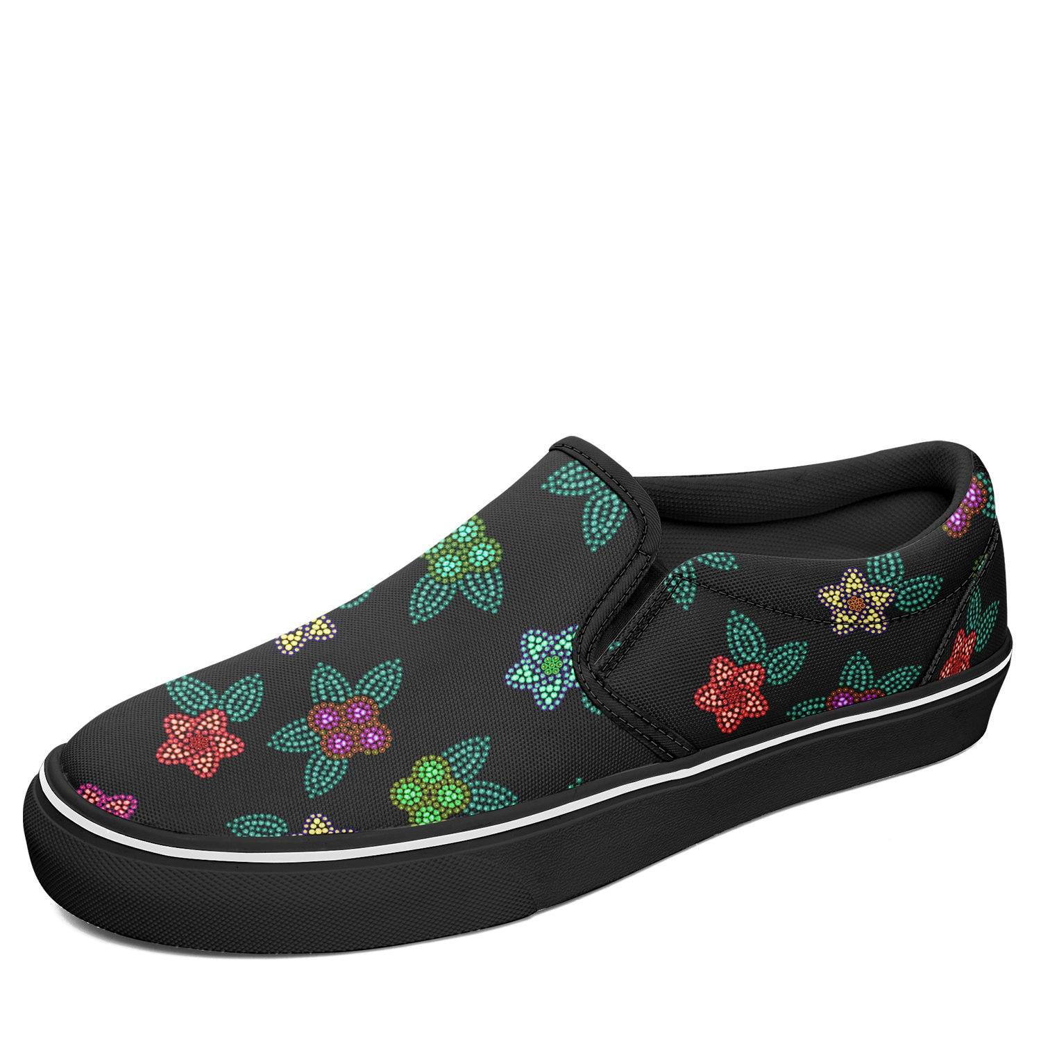 Berry Flowers Black Otoyimm Kid's Canvas Slip On Shoes otoyimm Herman 