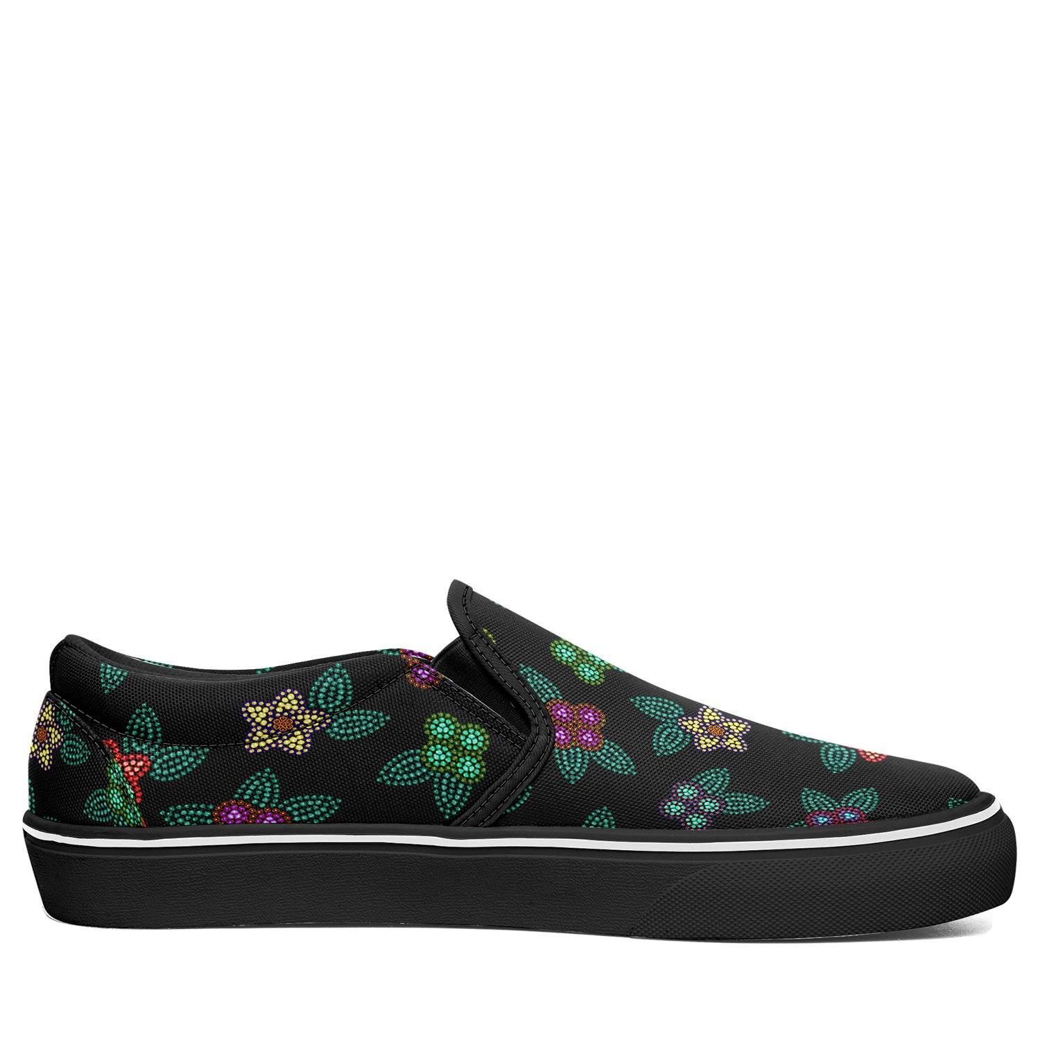 Berry Flowers Black Otoyimm Kid's Canvas Slip On Shoes otoyimm Herman