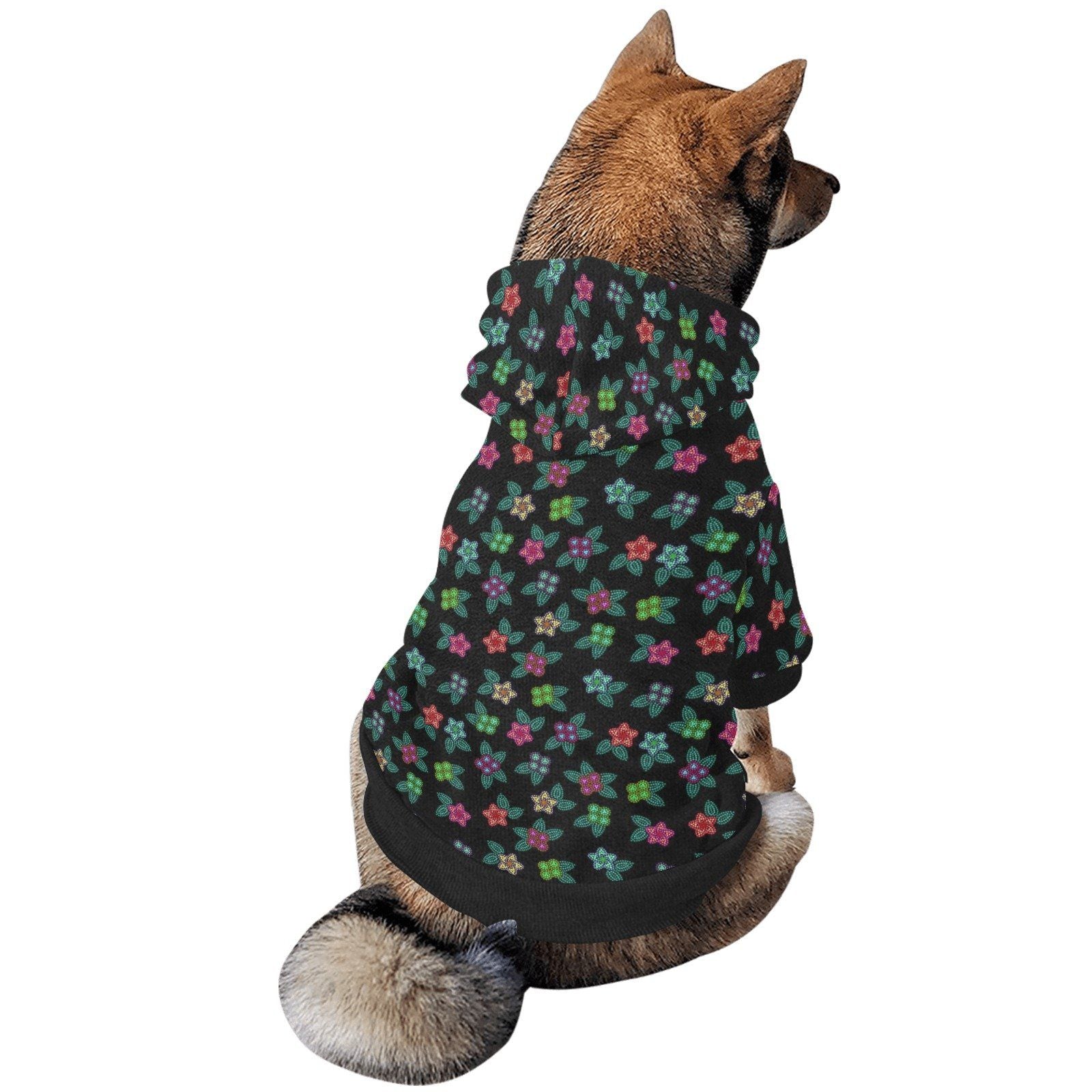 Berry Flowers Black Pet Dog Hoodie Pet Dog Hoodie e-joyer