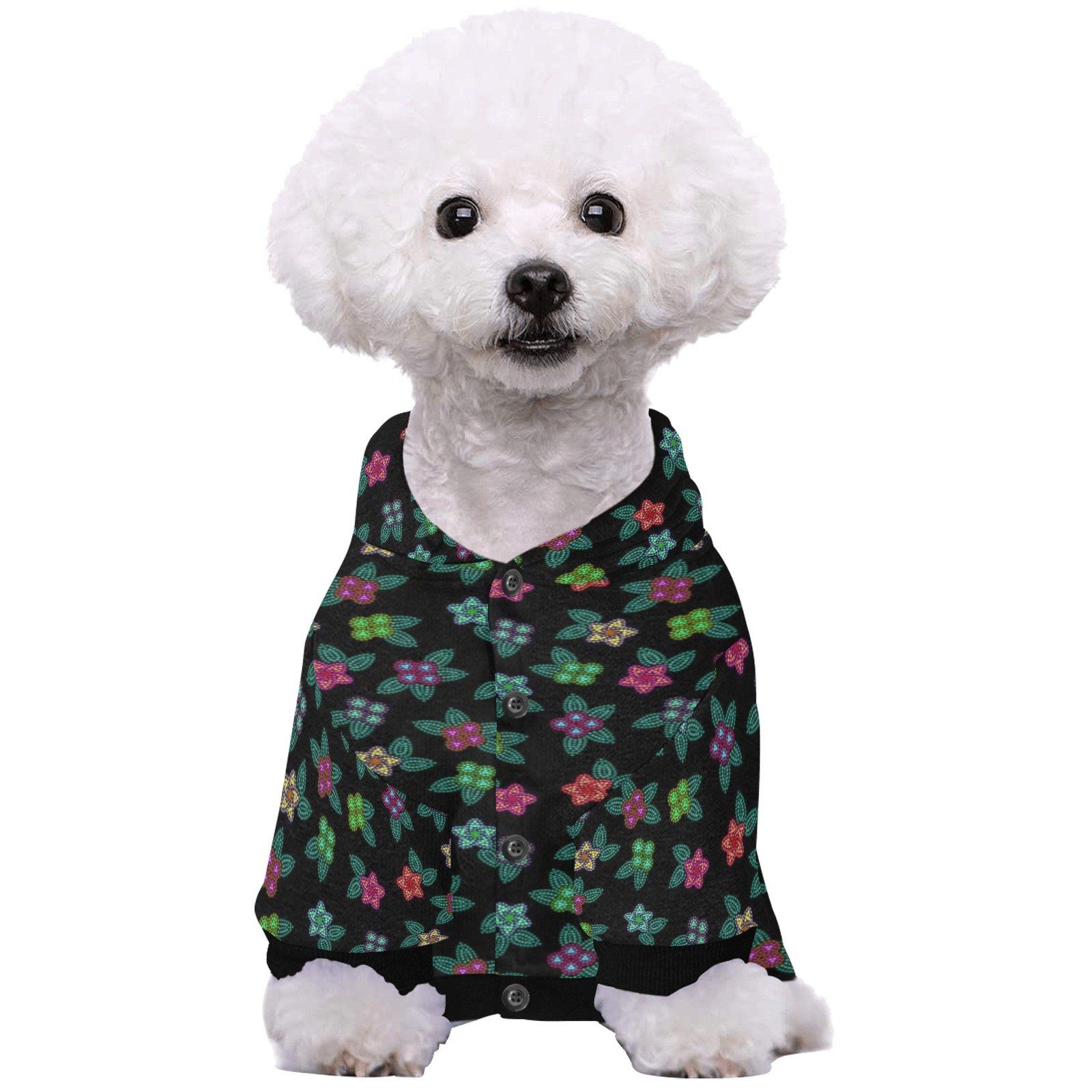 Berry Flowers Black Pet Dog Hoodie Pet Dog Hoodie e-joyer
