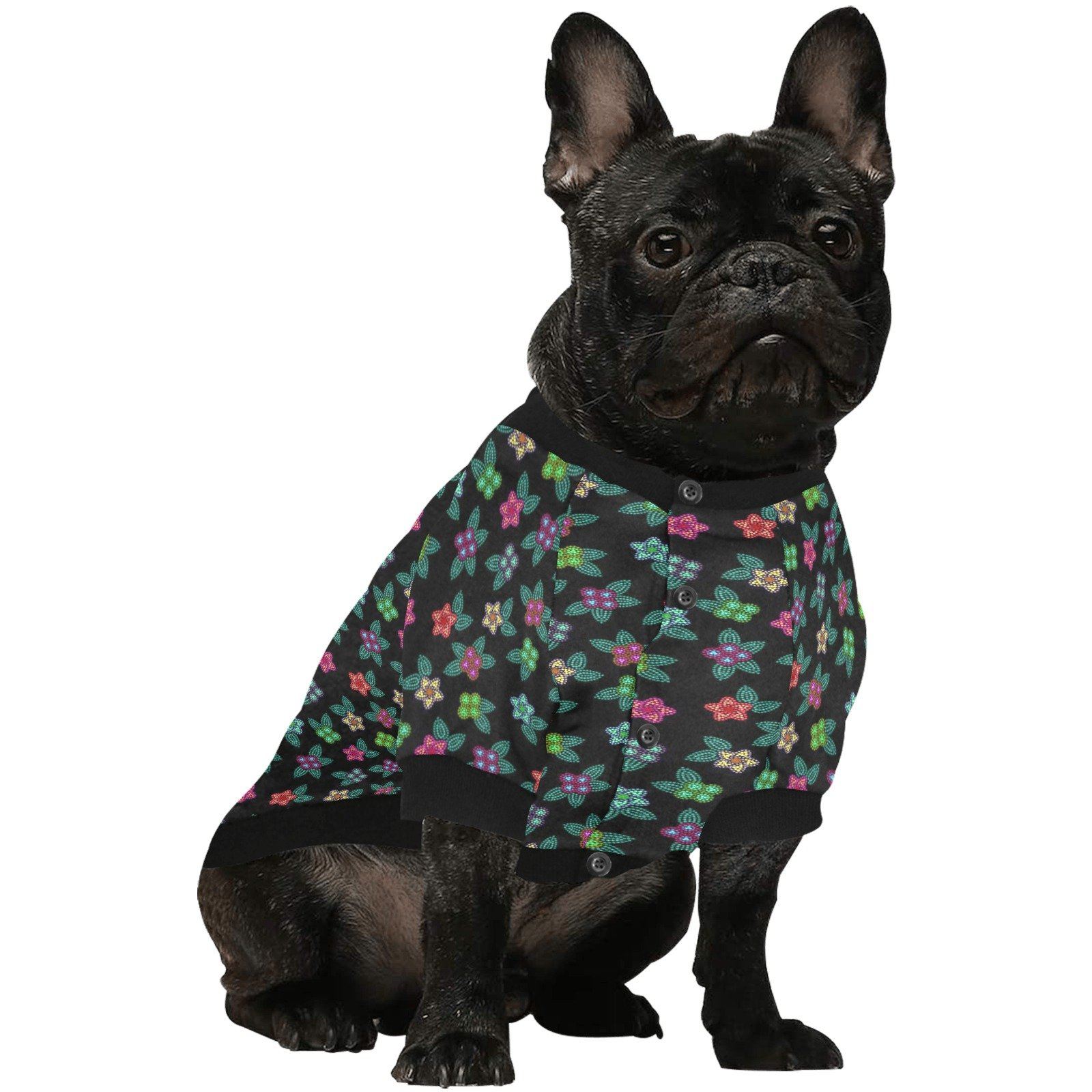 Berry Flowers Black Pet Dog Round Neck Shirt Pet Dog Round Neck Shirt e-joyer