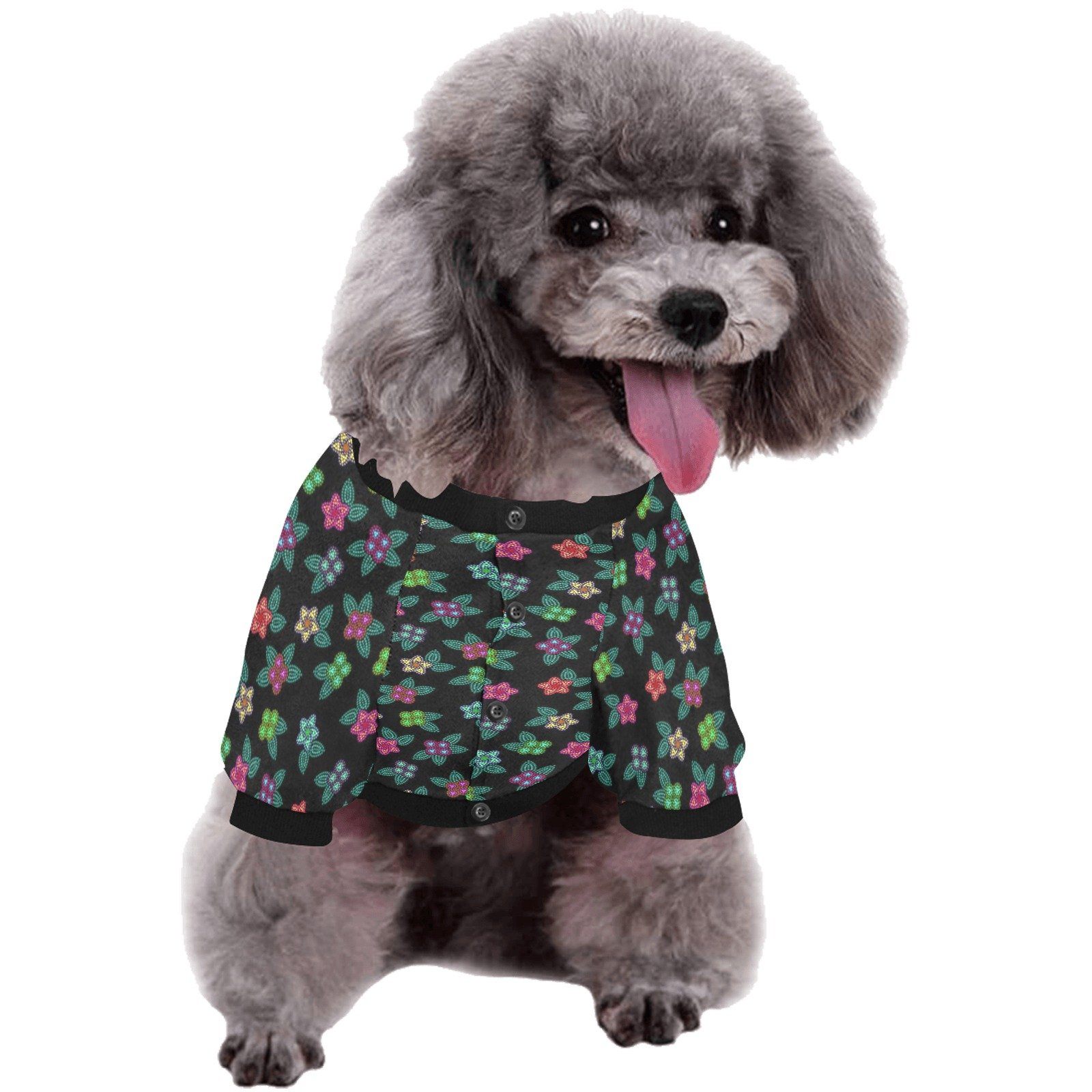 Berry Flowers Black Pet Dog Round Neck Shirt Pet Dog Round Neck Shirt e-joyer