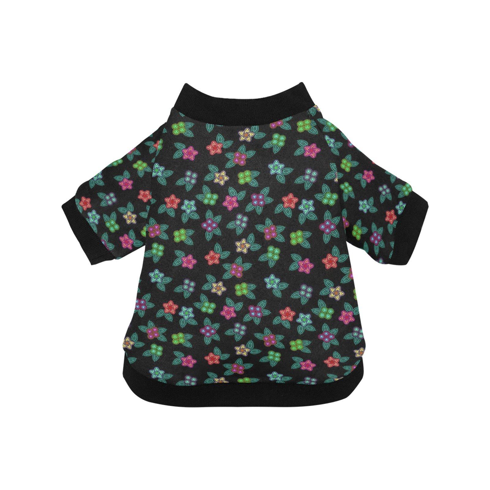 Berry Flowers Black Pet Dog Round Neck Shirt Pet Dog Round Neck Shirt e-joyer