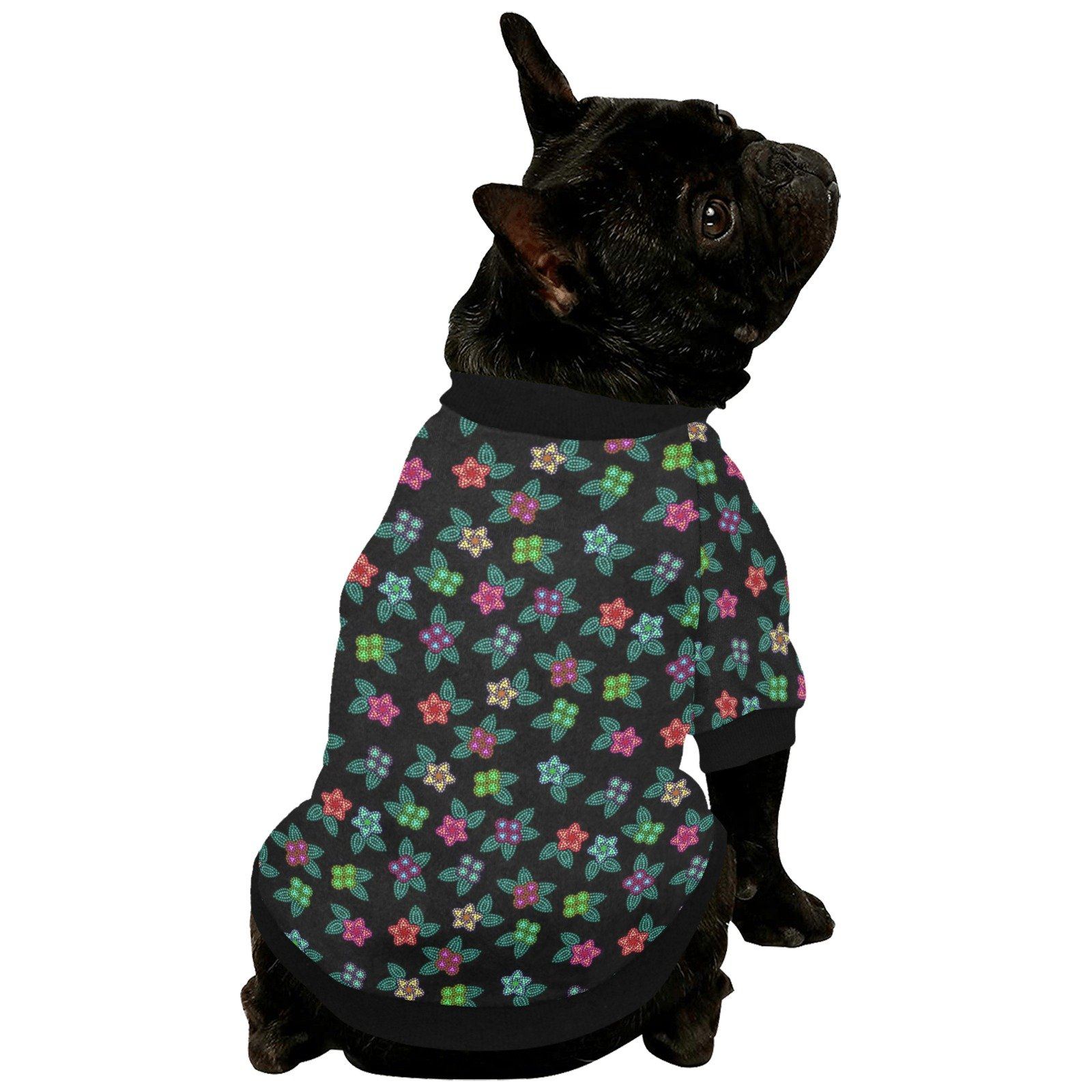 Berry Flowers Black Pet Dog Round Neck Shirt Pet Dog Round Neck Shirt e-joyer