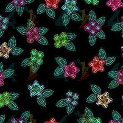 Berry Flowers Black Satin Fabric 49DzineStore