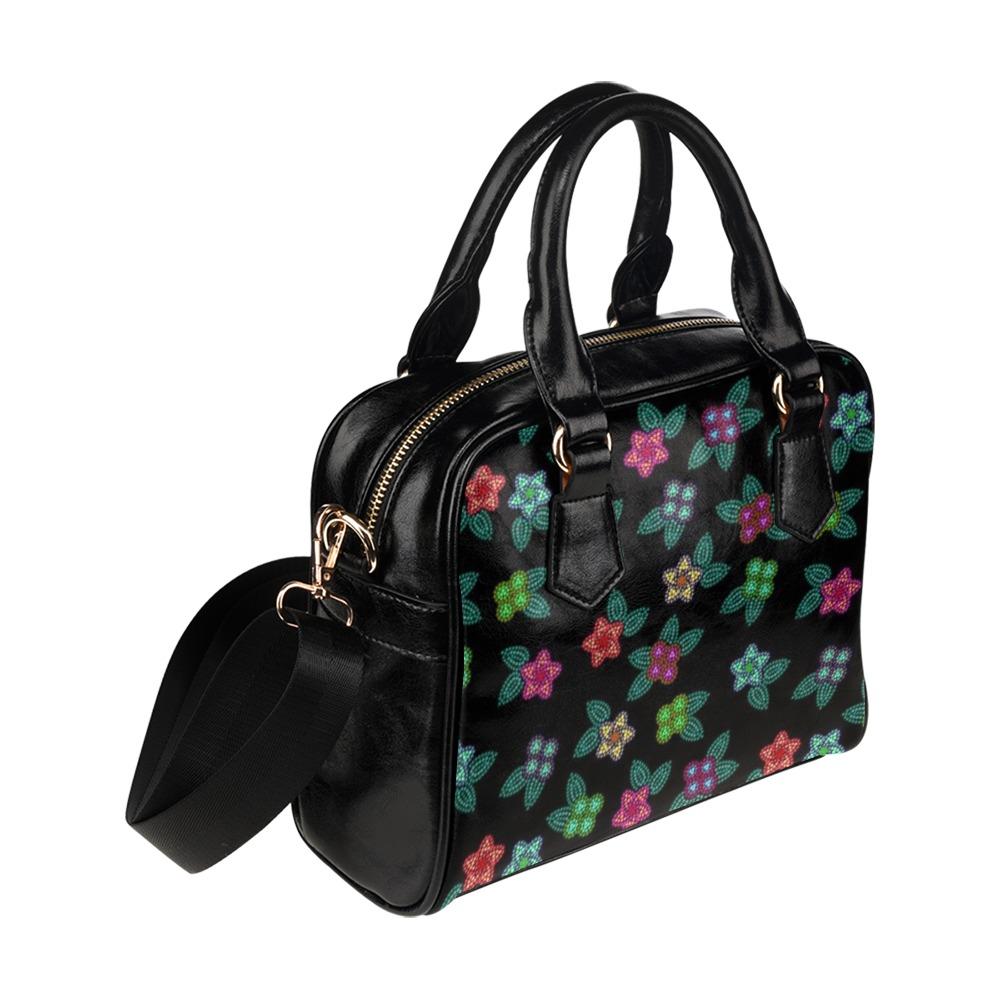 Berry Flowers Black Shoulder Handbag (Model 1634) Shoulder Handbags (1634) e-joyer