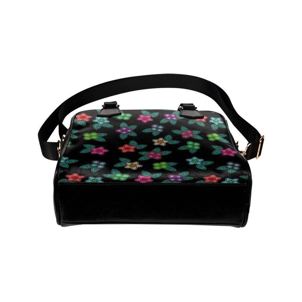 Berry Flowers Black Shoulder Handbag (Model 1634) Shoulder Handbags (1634) e-joyer