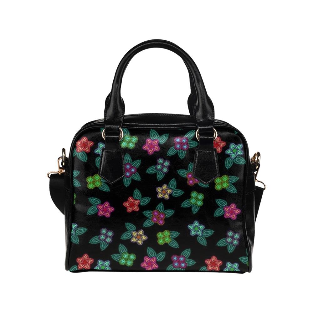 Berry Flowers Black Shoulder Handbag (Model 1634) Shoulder Handbags (1634) e-joyer
