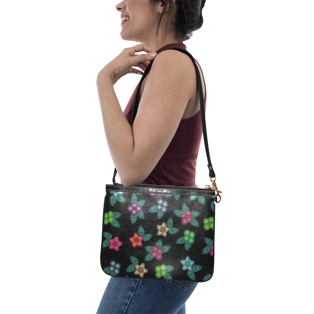 Berry Flowers Black Small Shoulder Bag (Model 1710) Small Shoulder Bag (1710) e-joyer
