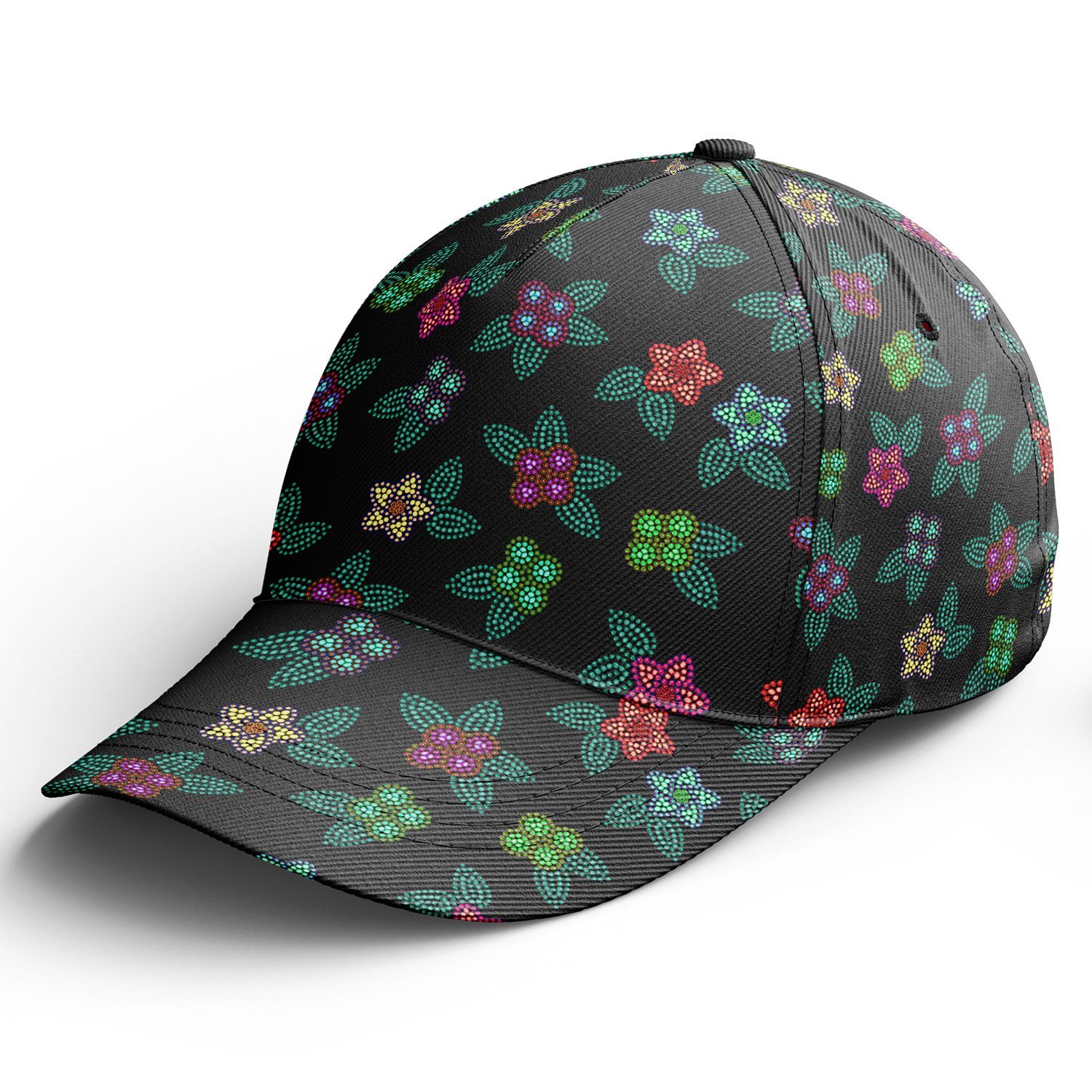 Berry Flowers Black Snapback Hat hat Herman