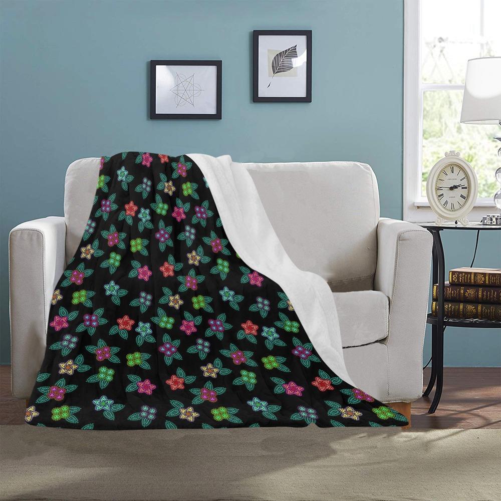 Berry Flowers Black Ultra-Soft Micro Fleece Blanket 40"x50" Ultra-Soft Blanket 40''x50'' e-joyer
