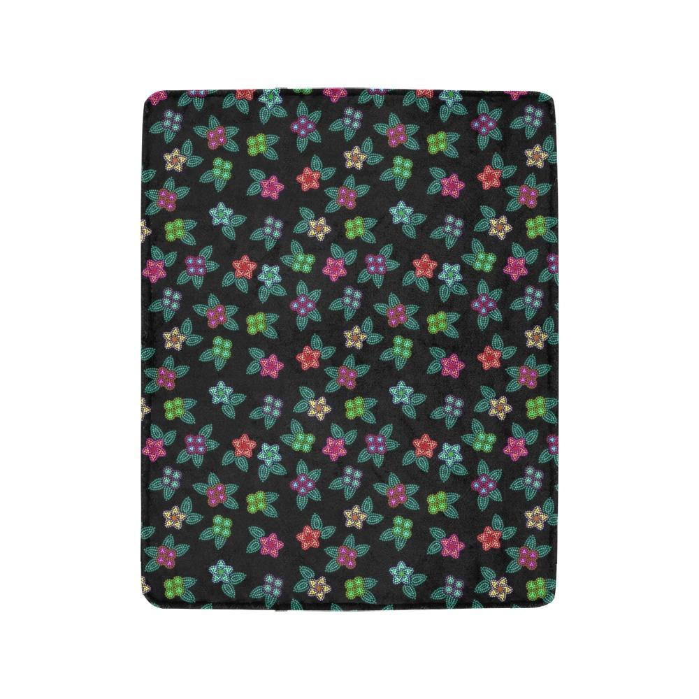 Berry Flowers Black Ultra-Soft Micro Fleece Blanket 40"x50" Ultra-Soft Blanket 40''x50'' e-joyer 