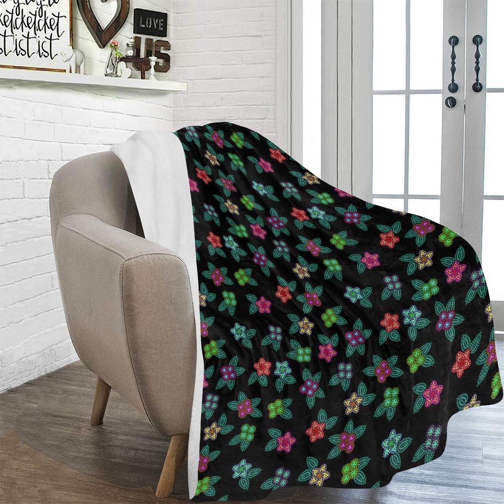 Berry Flowers Black Ultra-Soft Micro Fleece Blanket 60"x80" Ultra-Soft Blanket 60''x80'' e-joyer 