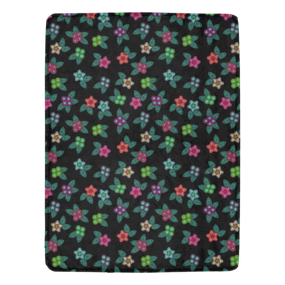 Berry Flowers Black Ultra-Soft Micro Fleece Blanket 60"x80" Ultra-Soft Blanket 60''x80'' e-joyer