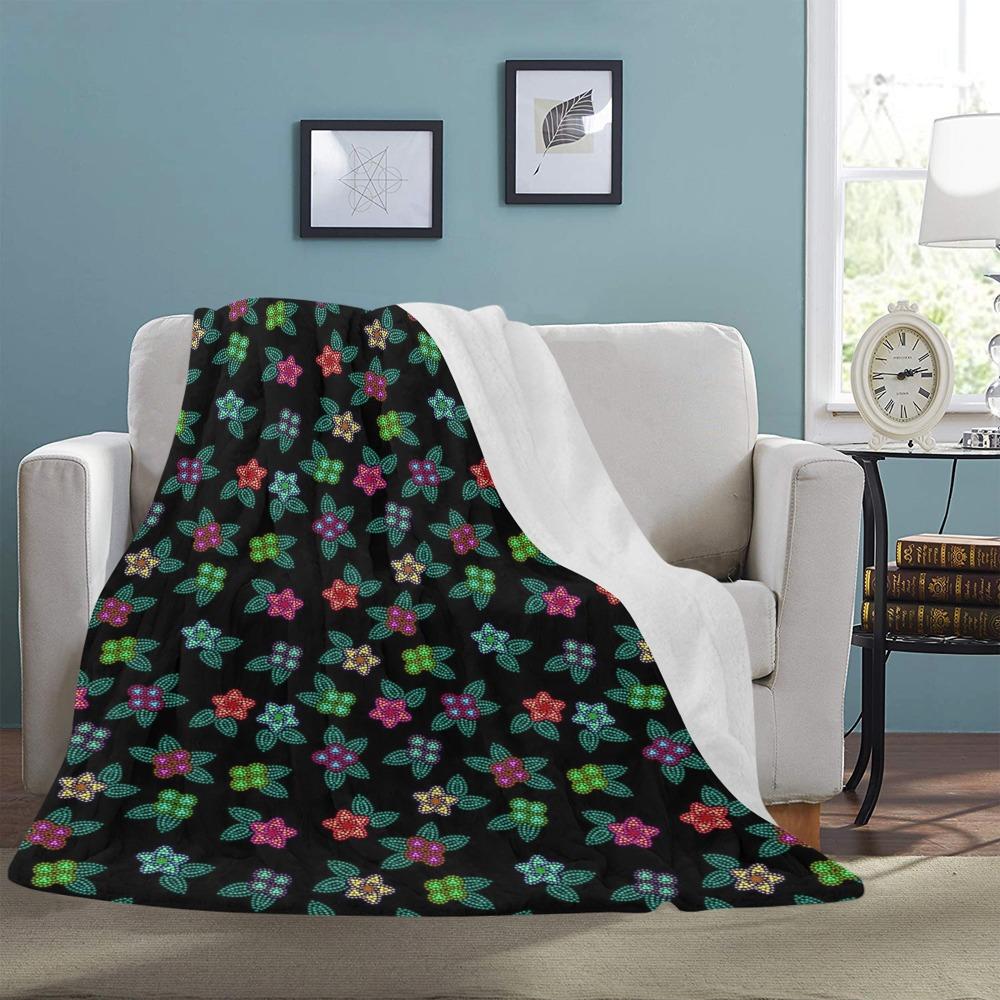 Berry Flowers Black Ultra-Soft Micro Fleece Blanket 60"x80" Ultra-Soft Blanket 60''x80'' e-joyer