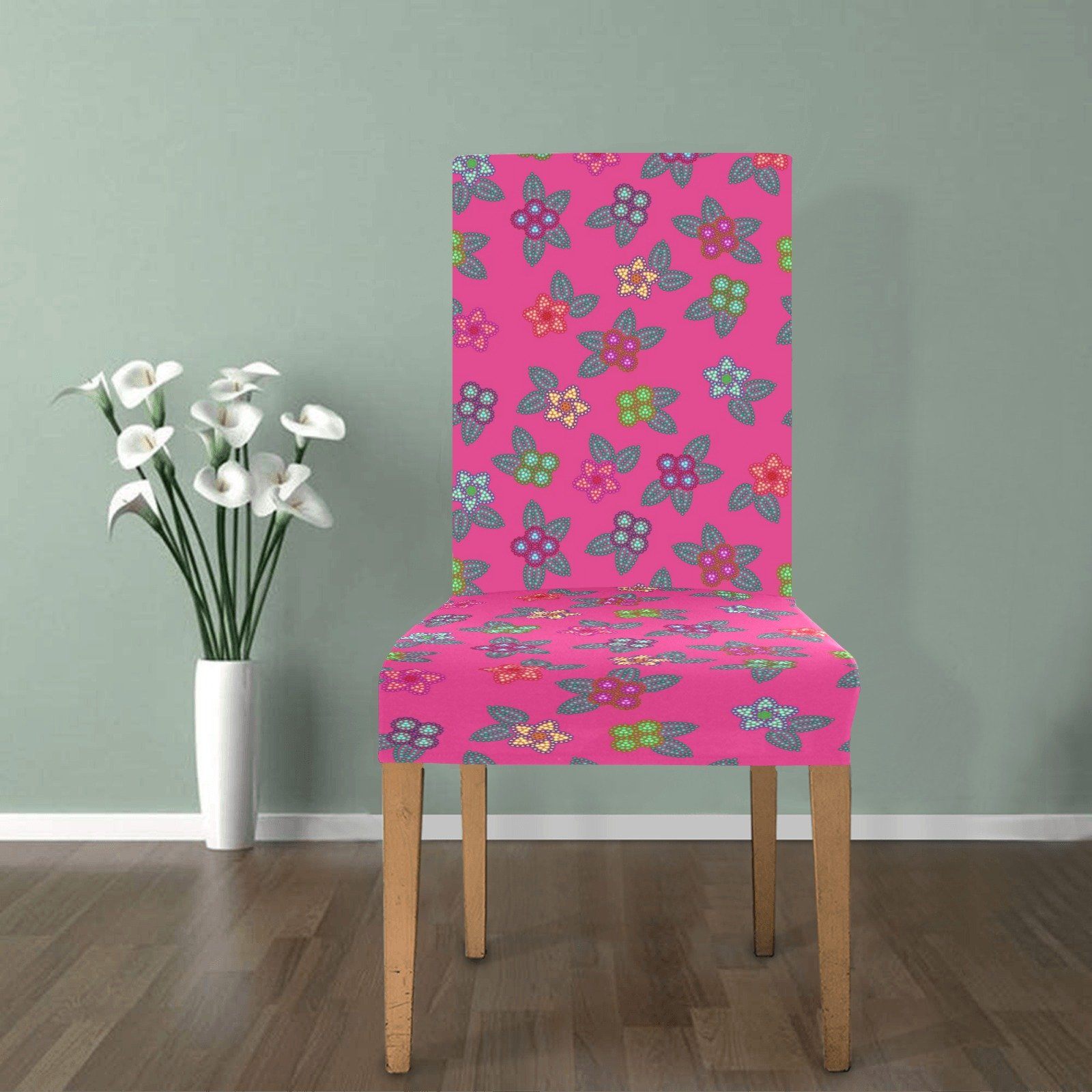 Berry Flowers Chair Cover (Pack of 4) Chair Cover (Pack of 4) e-joyer 