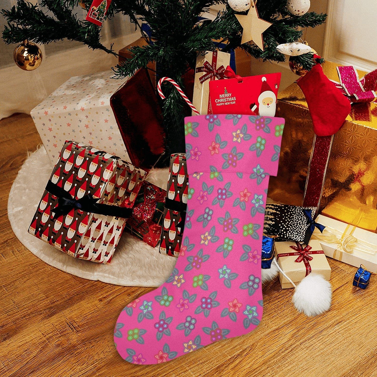 Berry Flowers Christmas Stocking holiday stocking e-joyer
