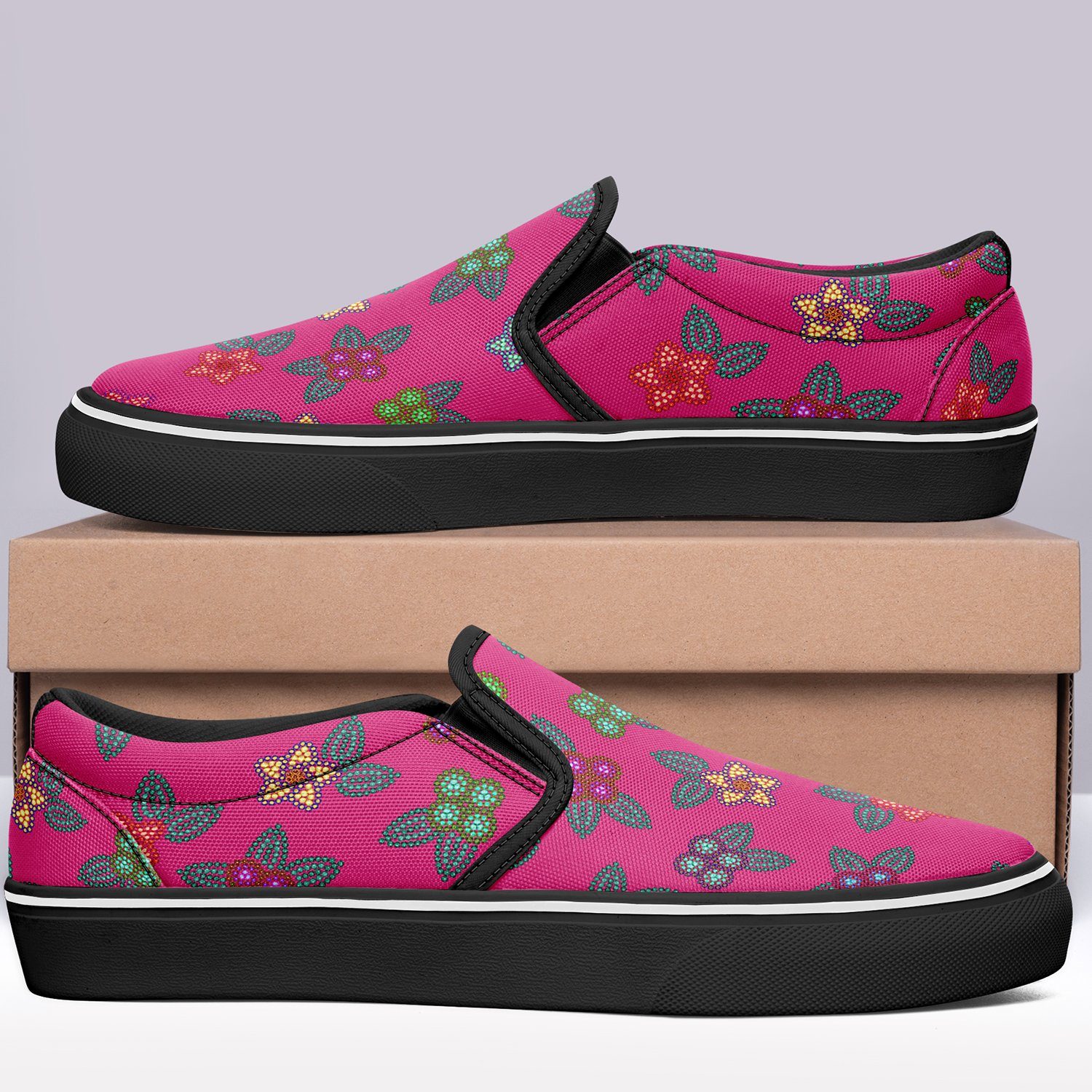 Berry Flowers Otoyimm Kid's Canvas Slip On Shoes otoyimm Herman
