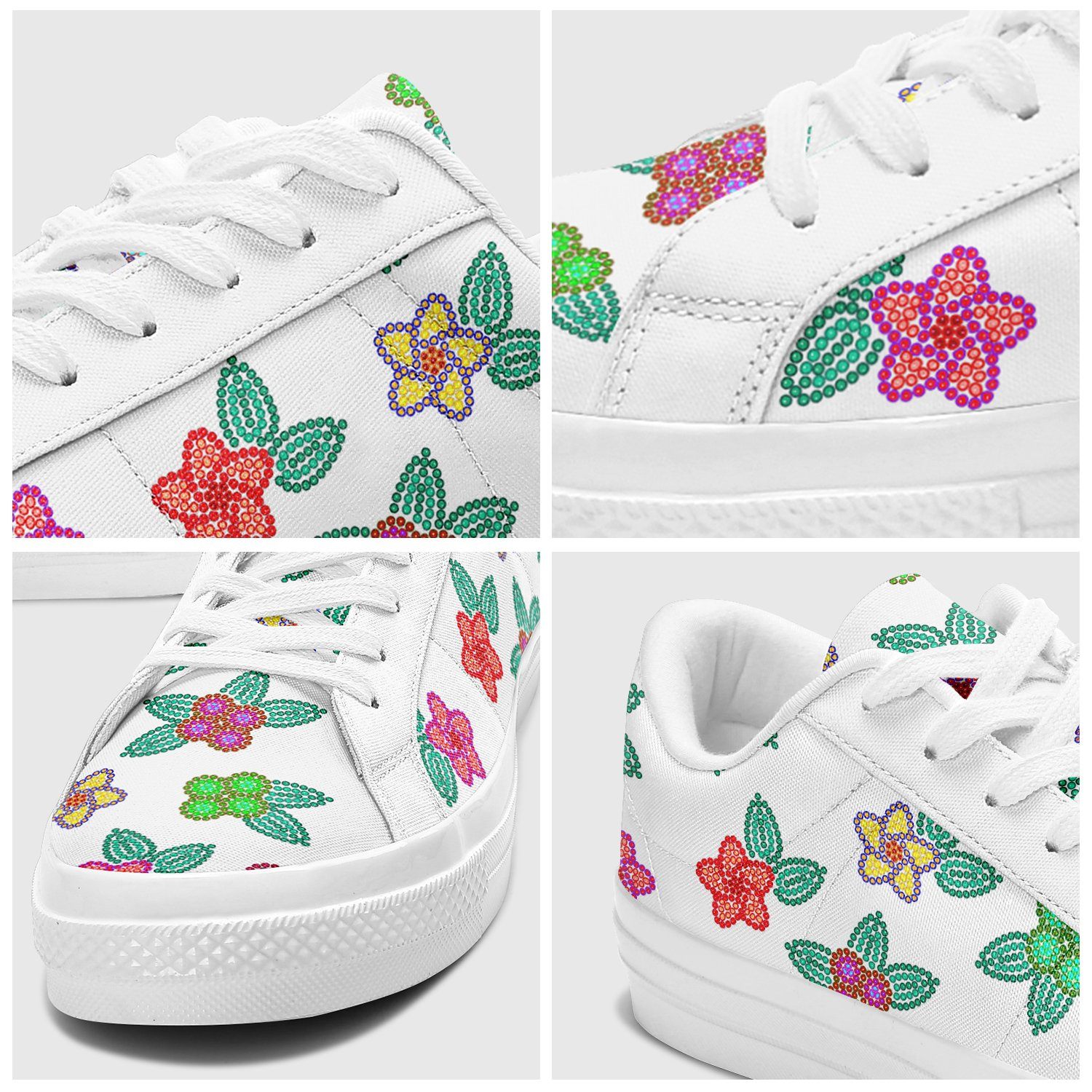 Berry Flowers White Aapisi Low Top Canvas Shoes White Sole aapisi Herman
