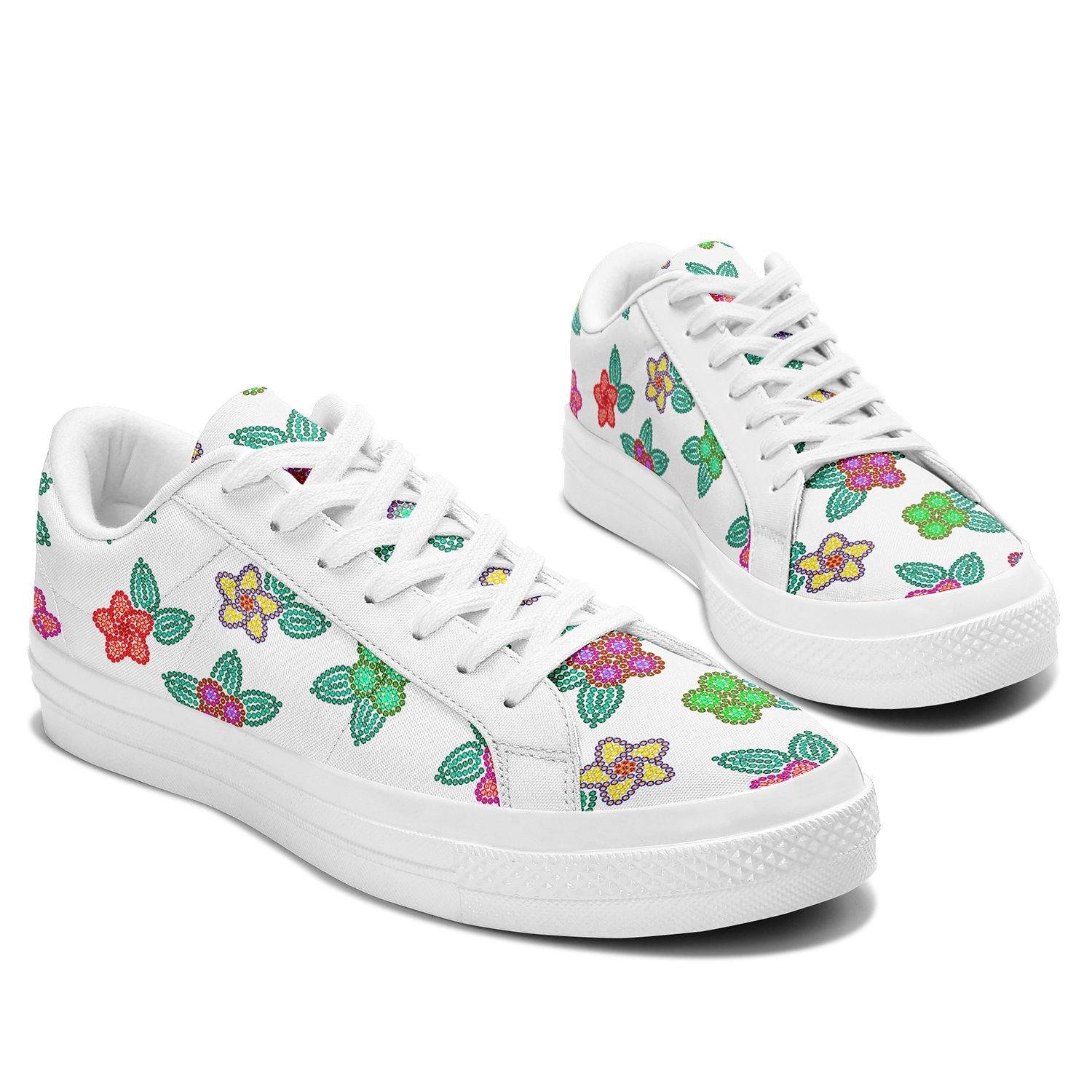 Berry Flowers White Aapisi Low Top Canvas Shoes White Sole aapisi Herman