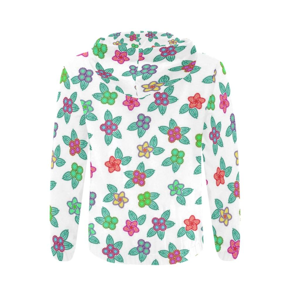 Berry Flowers White All Over Print Full Zip Hoodie for Men (Model H14) All Over Print Full Zip Hoodie for Men (H14) e-joyer