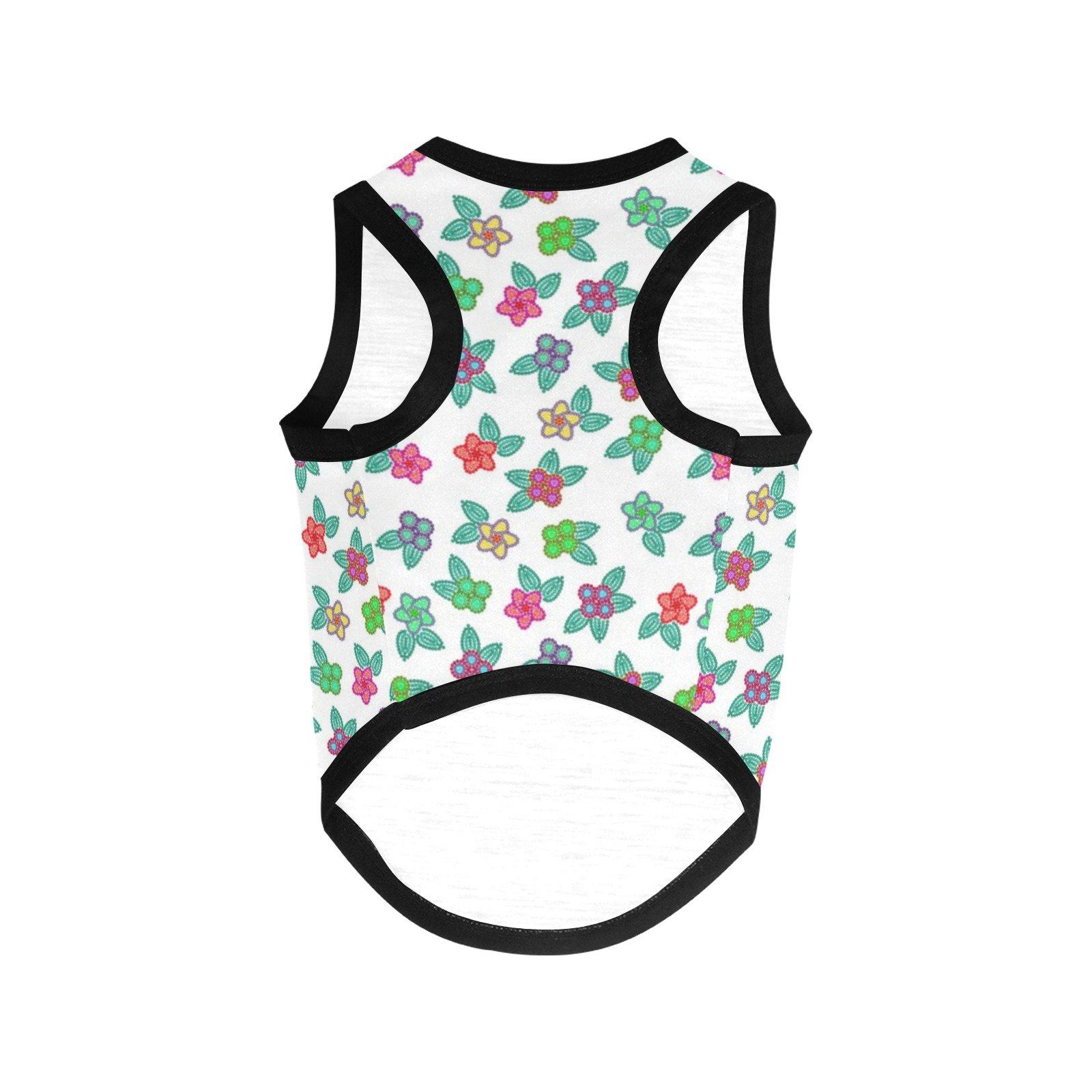 Berry Flowers White All Over Print Pet Tank Top Pet Tank Top e-joyer