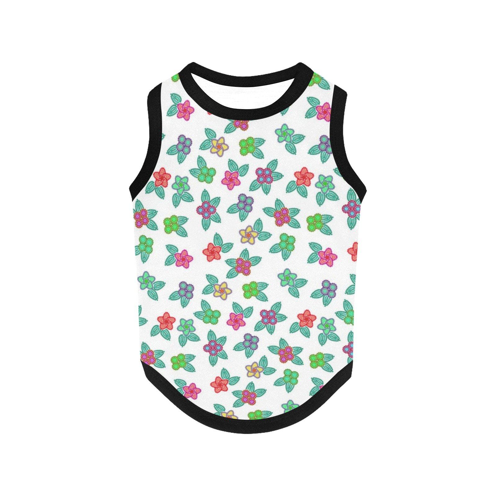 Berry Flowers White All Over Print Pet Tank Top Pet Tank Top e-joyer