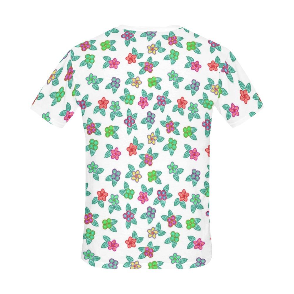Berry Flowers White All Over Print T-Shirt for Men (USA Size) (Model T40) All Over Print T-Shirt for Men (T40) e-joyer