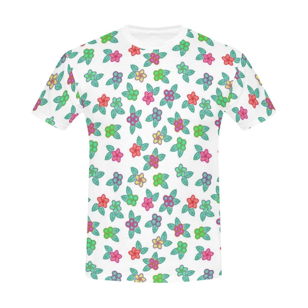 Berry Flowers White All Over Print T-Shirt for Men (USA Size) (Model T40) All Over Print T-Shirt for Men (T40) e-joyer