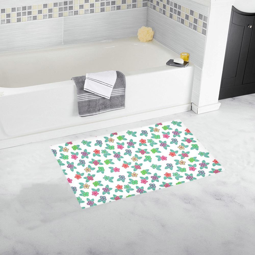 Berry Flowers White Bath Rug 16''x 28'' Bath Rug 16''x 28'' e-joyer