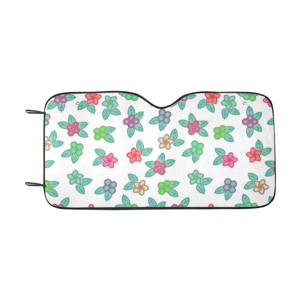 Berry Flowers White Car Sun Shade 55"x30" Car Sun Shade e-joyer