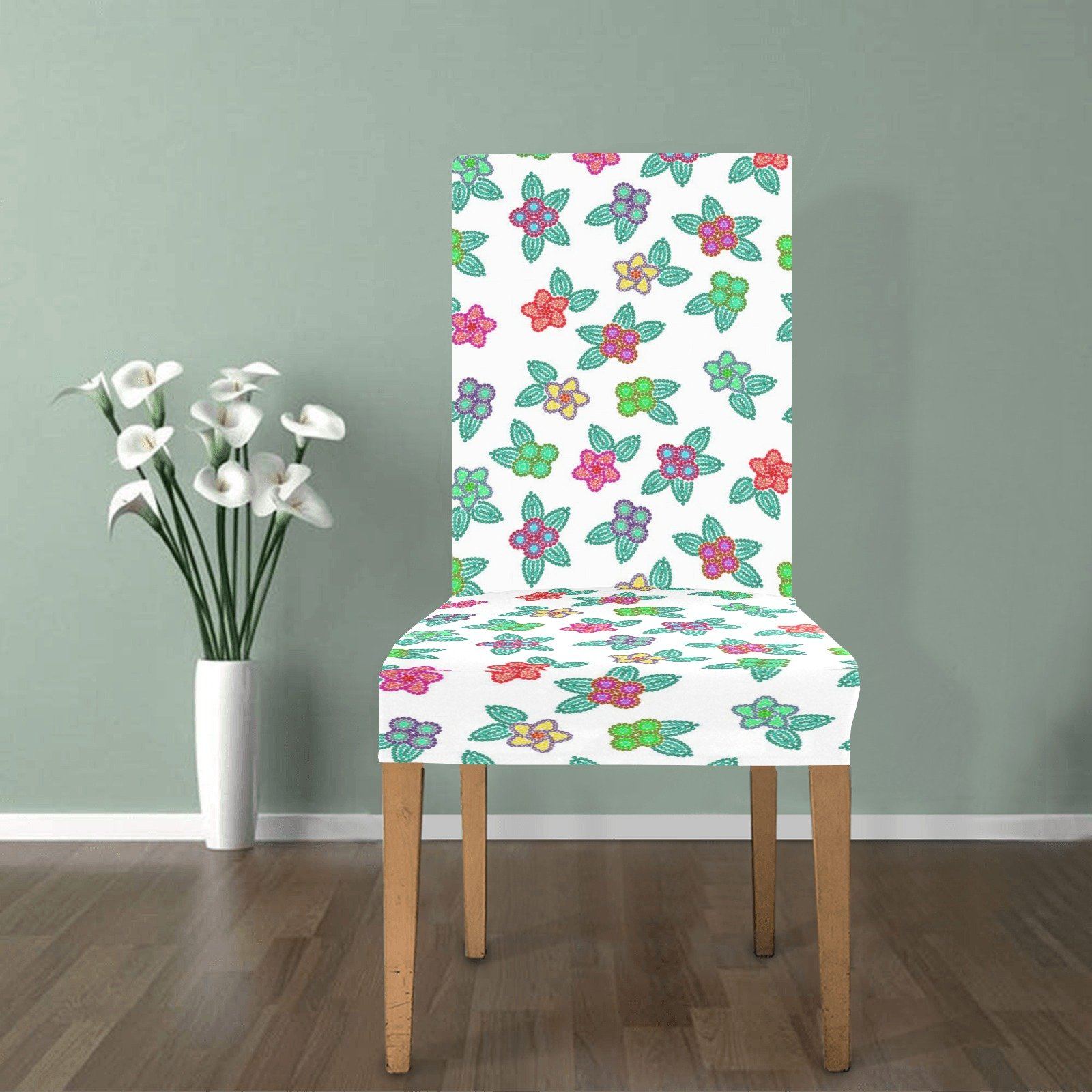 Berry Flowers White Chair Cover (Pack of 6) Chair Cover (Pack of 6) e-joyer 