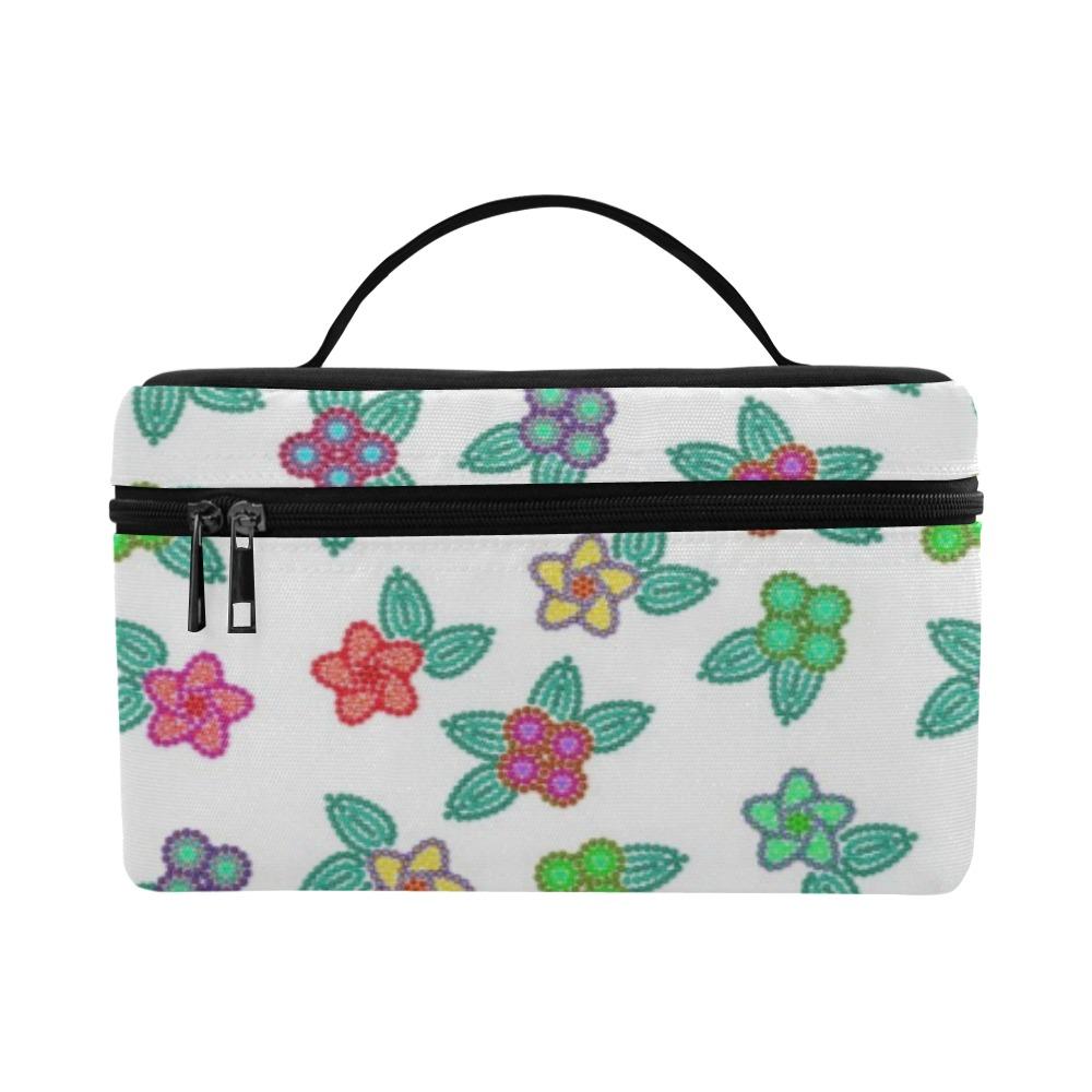 Berry Flowers White Cosmetic Bag/Large (Model 1658) Cosmetic Bag e-joyer