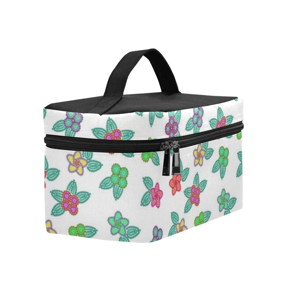 Berry Flowers White Cosmetic Bag/Large (Model 1658) Cosmetic Bag e-joyer