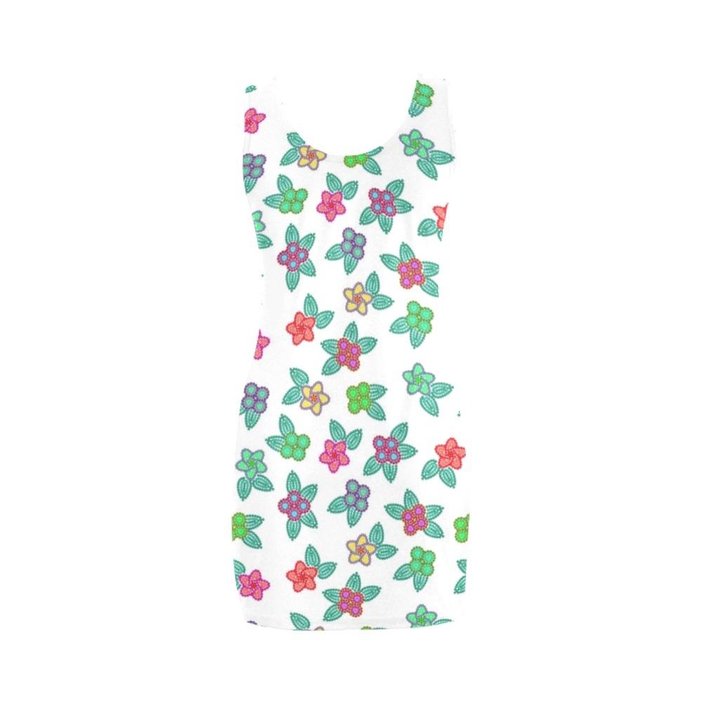 Berry Flowers White Medea Vest Dress (Model D06) Medea Vest Dress (D06) e-joyer