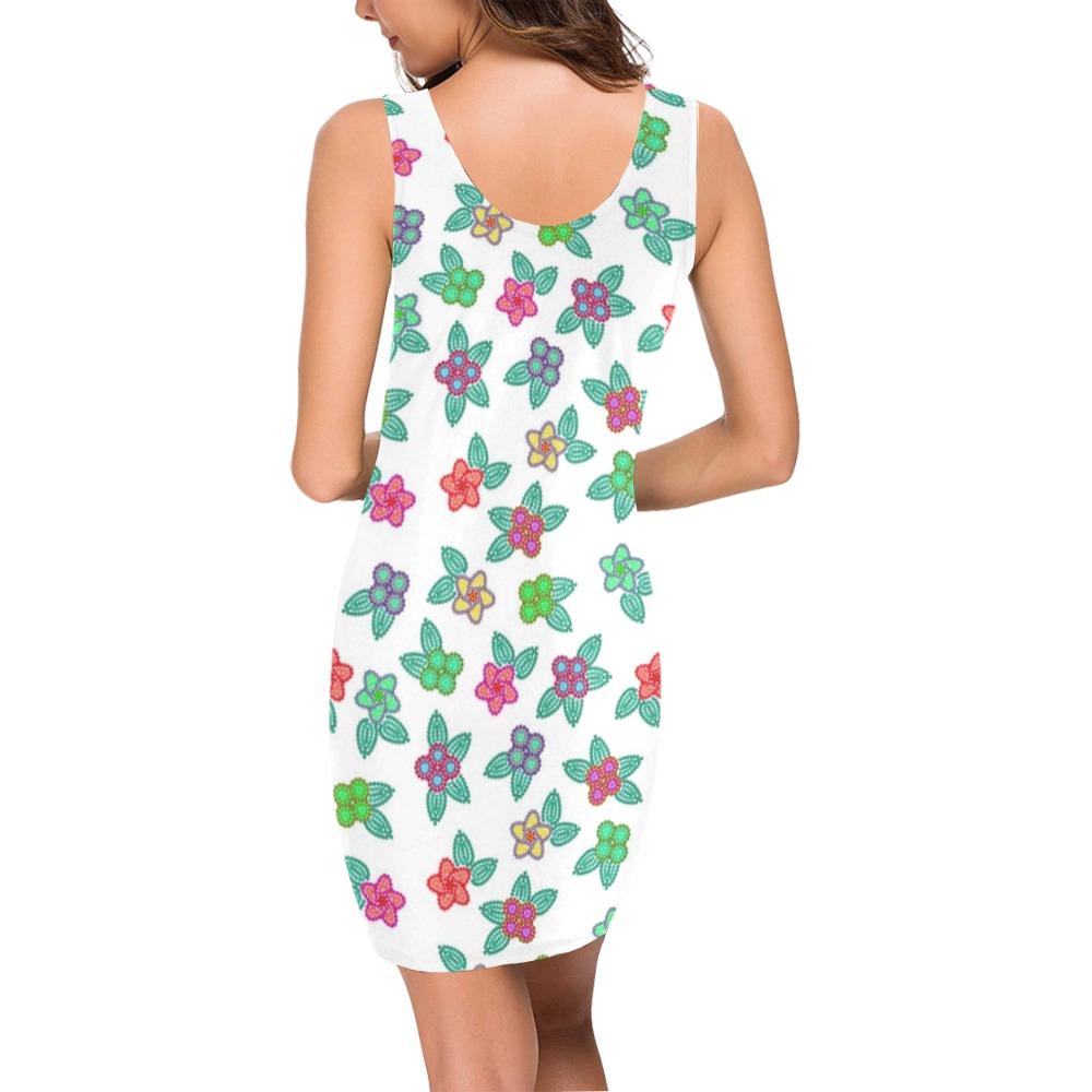 Berry Flowers White Medea Vest Dress (Model D06) Medea Vest Dress (D06) e-joyer