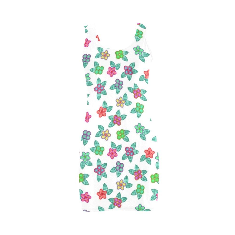 Berry Flowers White Medea Vest Dress (Model D06) Medea Vest Dress (D06) e-joyer