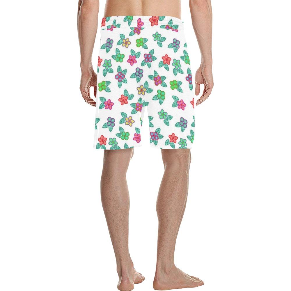 Berry Flowers White Men's All Over Print Casual Shorts (Model L23) short e-joyer