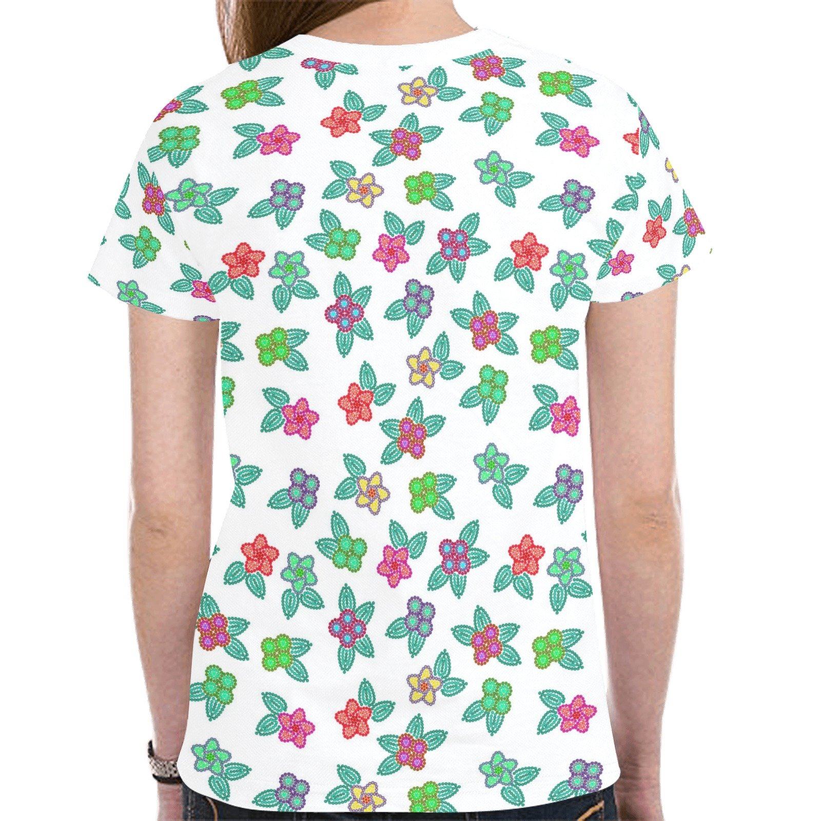 Berry Flowers White New All Over Print T-shirt for Women (Model T45) tshirt e-joyer